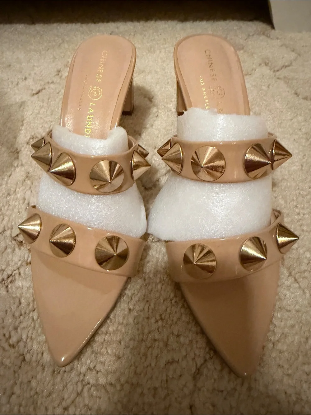 Chinese Laundry Yarley Pointed Toe Vamp Strap Slide Studded NWT